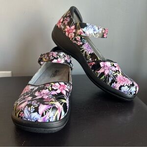 Alegria “Kyra” Black & Pink Floral Mary Jane Comfort Shoe